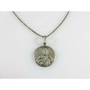 800 Silver Jesus Pendant 13 1/2" 925 Cable Chain Gori & Zucchi Italy
